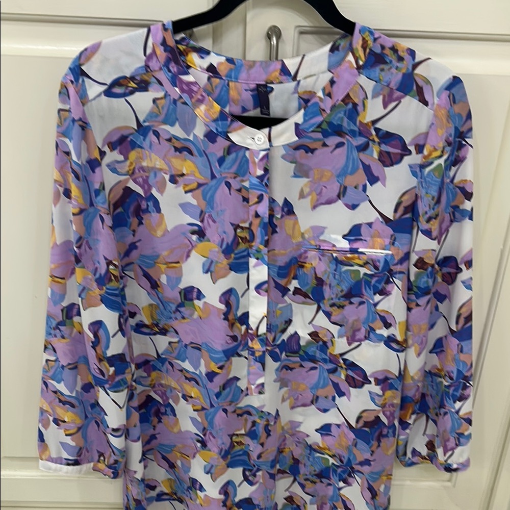 NYDJ Floral Blouse - Purple, Yellow, Blue